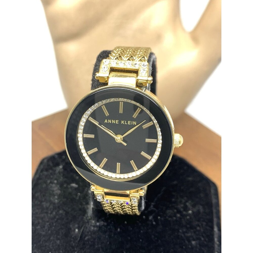 Anne Klein Women's Watch AK/1906G Quartz Black Dial Gold Stainless Steel 30mm